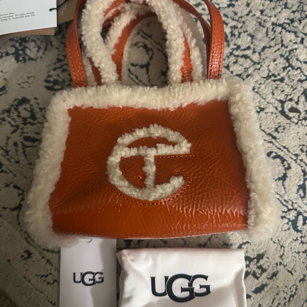 UGG Tan and Cream Mini Bag with Shearling Accents